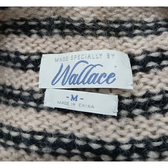 Wallace womens medium slouchy sweater mohair boho stripe sand beige tan black - Picture 6 of 8